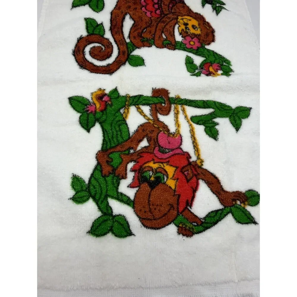 Vintage Cannon Jungle Animal 1Monkeys 1960s Hand Towel
